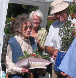Joan Bradshaw (left) at book launch in 2005