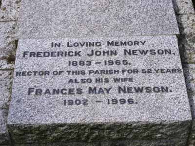 Memorial to Revd Newson and his wife Frances