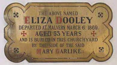 Memorial to Eliza Dooley died 1897